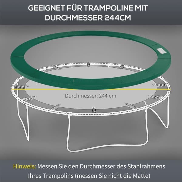 Trampolin Kantdække, Ø 244 cm, Grøn