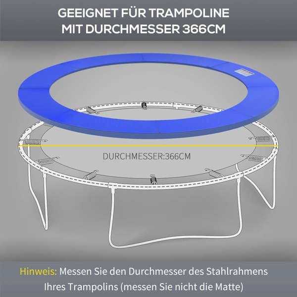 Trampolinsikkerhedsnet, Ø366 cm, Blå