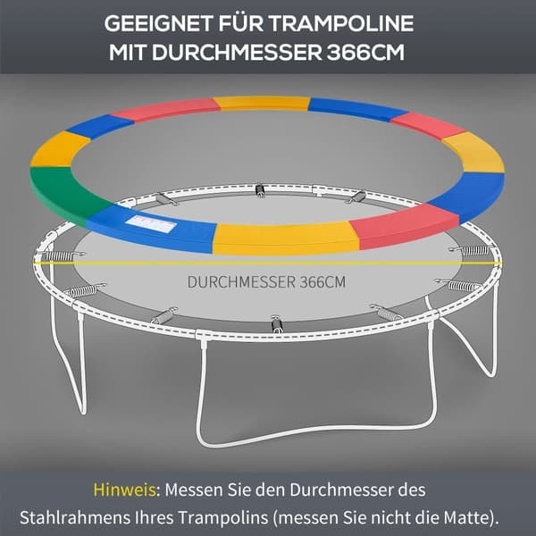 Trampolin Tilbehørssæt, Ø 366cm, Multifarvet