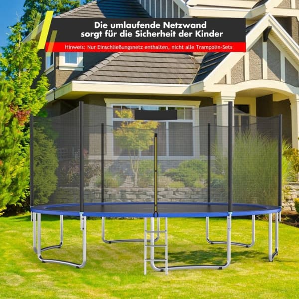 Studsmatta skyddsnät för trädgårdstrampoliner Ersättningsnät på utsidan med dragkedja och spännen Ø 305 cm