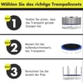 Miniatyrbild 5 av 5: Studsmatta skyddsnät för trädgårdstrampoliner Ersättningsnät på utsidan med dragkedja och spännen Ø 305 cm