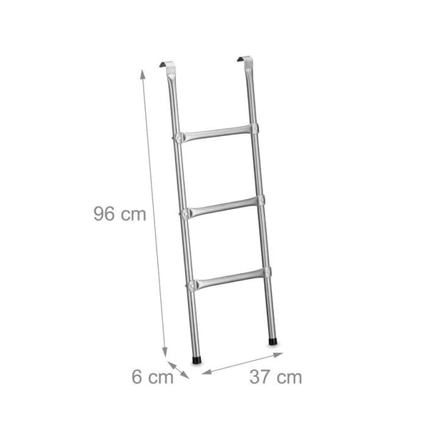 Relaxdays Trampolinstege, 96 cm, att hänga upp, 3 stänger, universell utomhustillbehör, stål, silver