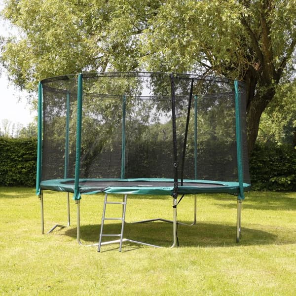 Relaxdays Trampolinstege, 96 cm, att hänga upp, 3 stänger, universell utomhustillbehör, stål, silver