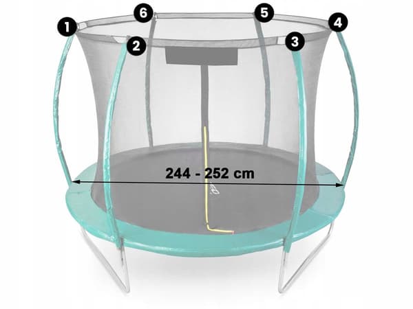 INDERT TRAMPOLINNET 8FT 244-252 cm monteret på en ring, stærk