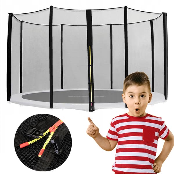 Trampolinnet 12 fod 355/366/374 cm til 8 stolper, stærkt og holdbart