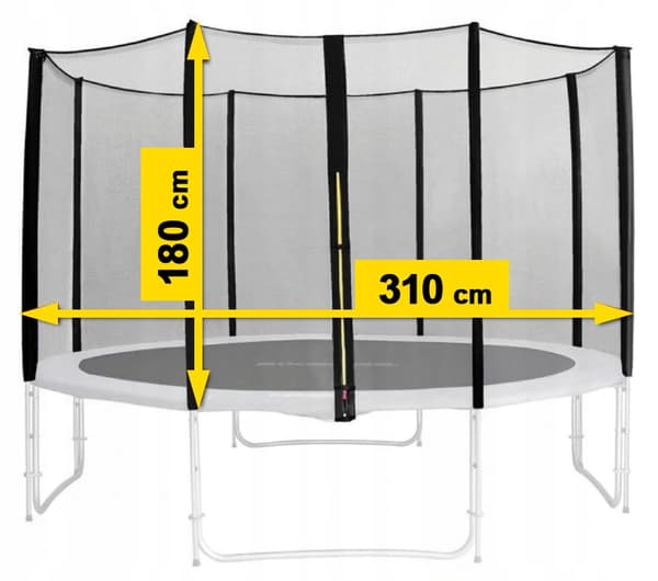 Trampoliiniverkko 10 jalkaa 300/305/312 cm 8 pylväälle. Vahva ja kestävä.