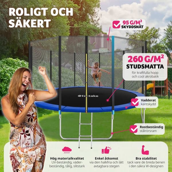 Studsmatta Garfunky med skyddsnät , upp till 80 kg - 457 cm