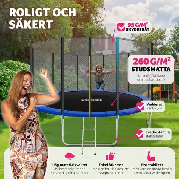 Studsmatta Garfunky med skyddsnät , upp till 80 kg - 427 cm