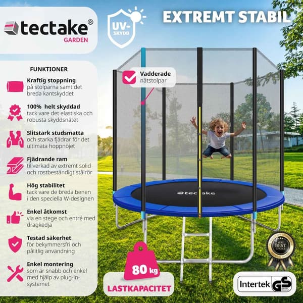 Studsmatta Garfunky med skyddsnät , upp till 80 kg - 244 cm