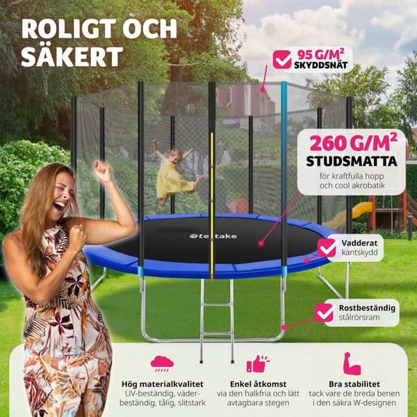 Studsmatta Garfunky med skyddsnät , upp till 80 kg - 396 cm