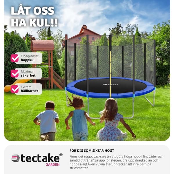 Studsmatta Garfunky med skyddsnät , upp till 80 kg - 396 cm