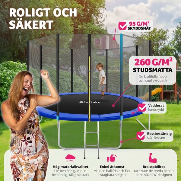 Studsmatta Garfunky med skyddsnät , upp till 80 kg - 366 cm