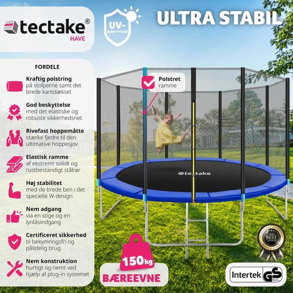 Trampolin med sikkerhedsnet - 396 cm