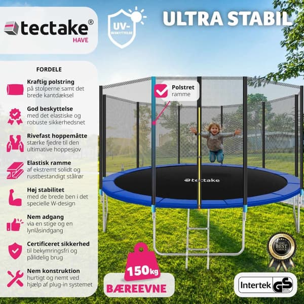 Trampolin med sikkerhedsnet - 427 cm