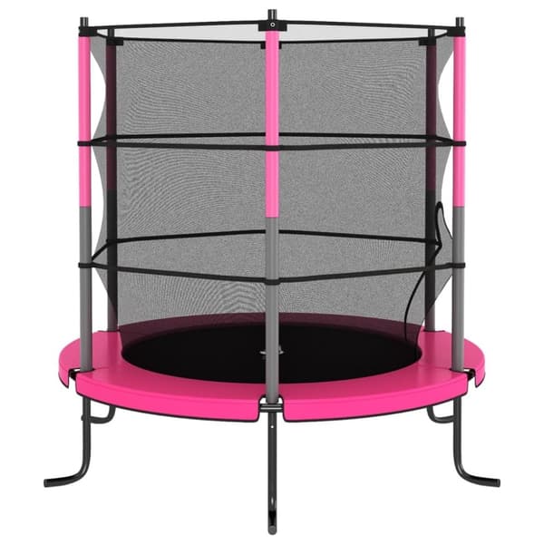 vidaXL Studsmatta med säkerhetsnät rund 140x160 cm rosa