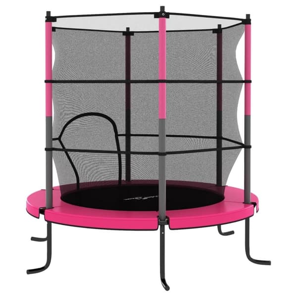 vidaXL Studsmatta med säkerhetsnät rund 140x160 cm rosa