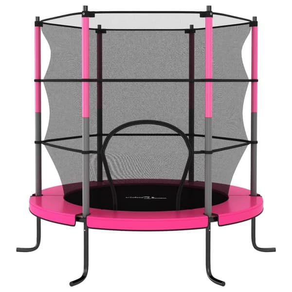 vidaXL Studsmatta med säkerhetsnät rund 140x160 cm rosa