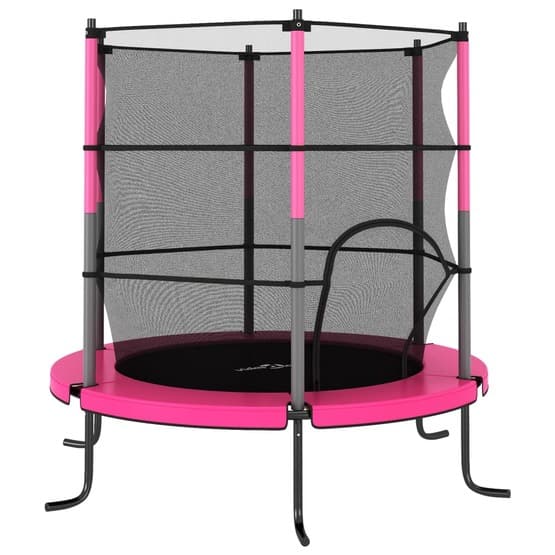 Studsmatta Med Säkerhetsnät Rund 140X160 Cm Rosa