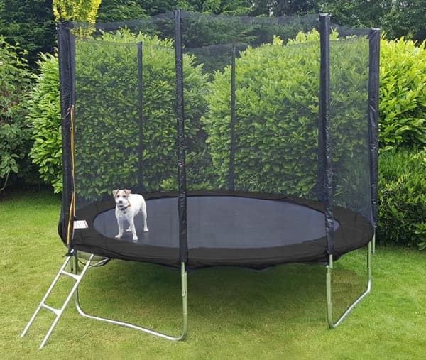 Trampolin svart 305 cm - med säkerhetsnät och stege - upp till 120 kg