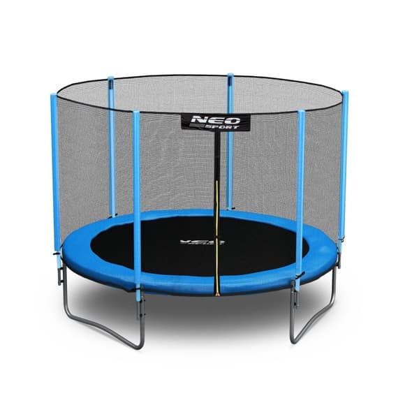Trampolin - 244 cm - blå - med stige og kantnet - op til 80 kg