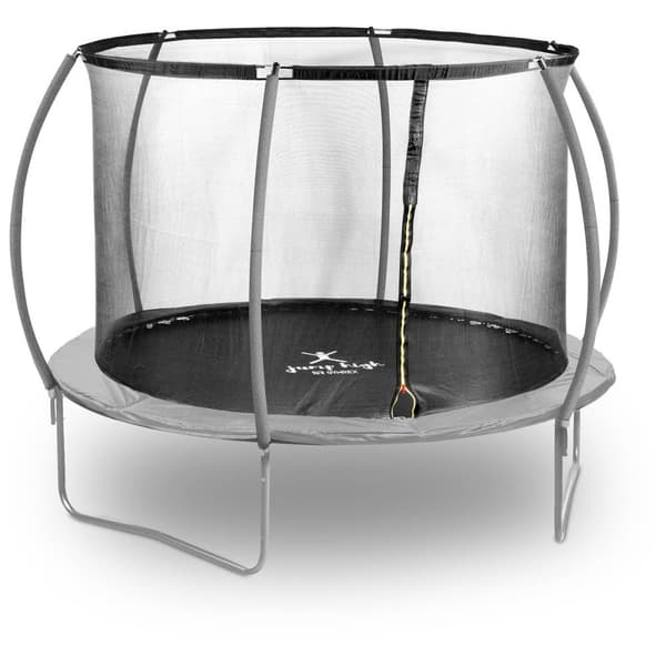 Gymrex Studsmatta med skyddsnät - Ø 305 x 180 cm - 100 kg - Svart/grå