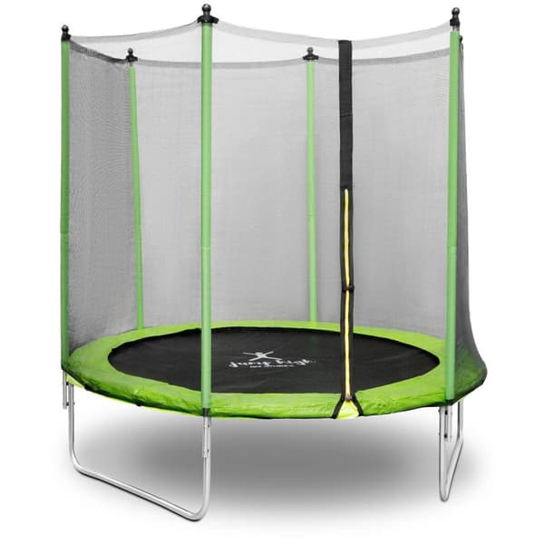 Gymrex Studsmatta med skyddsnät - Ø 244 x 180 cm - 80 kg - Svart/grön
