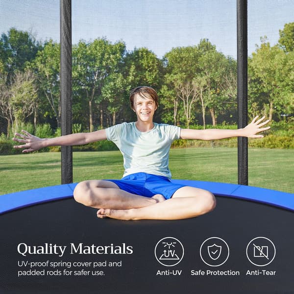 Trampolin med säkerhetsnät - fodrad kant - Safe - Ø 305 cm - blå