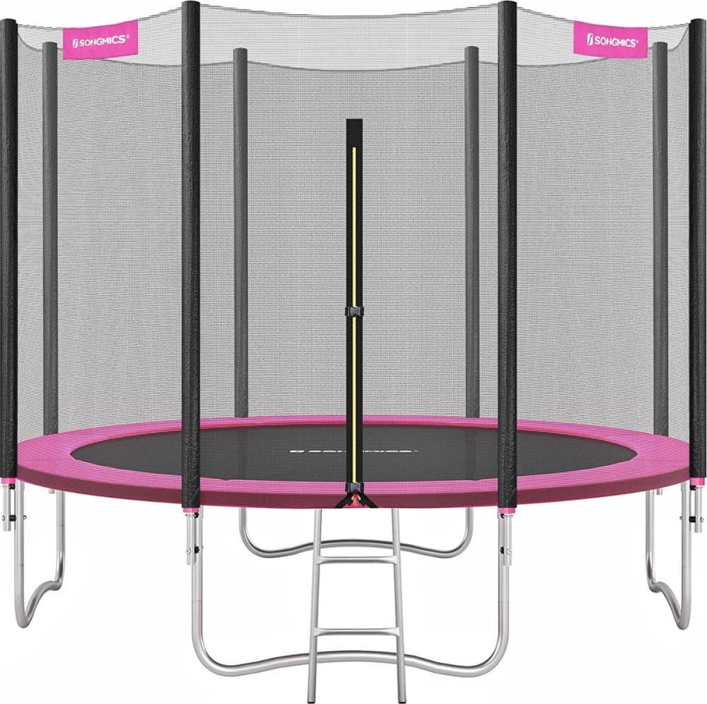 Trampolin med säkerhetsnät - fodrad kant - Safe - Ø 305 cm - blå
