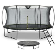 EXIT - Trampolin med sikkerhedsnet, betræk og stige - På benene - Silhouette - Rund - ø427cm - Sort