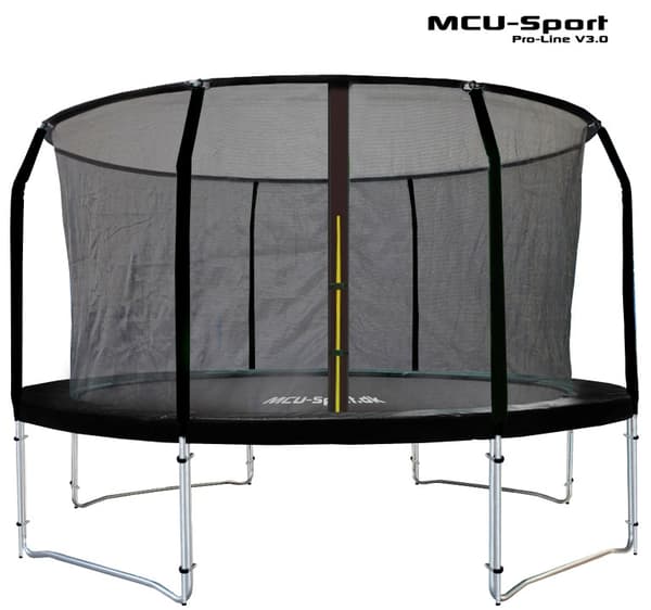 MCU-Sport Pro-line 3,7m Svart Studsmatta V3.0 + Pro skyddsnät