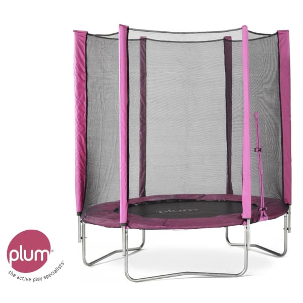 Blommetrampolin med sikkerhedsnet - Pink - Junior - 183 cm