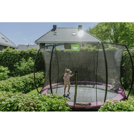 Exit Silhouette Nedgrävd Studsmatta Ø427Cm Med Skyddsnät - Rosa