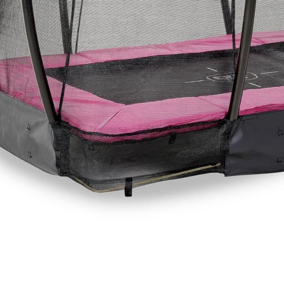 Exit Silhouette Nedgrävd Studsmatta 153X214Cm Med Skyddsnät - Rosa