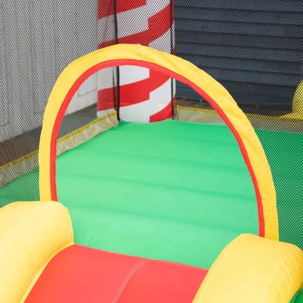 Rootz Christmas Oppustelige Hoppeborg - Trampolin Lille Slide Ball Pit til 3 Børn - Hoppeborg med blæser til 3-8 år Børnehave - Oxford stof - Polyeste