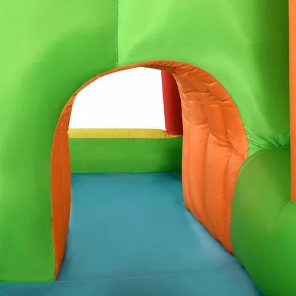 Rootz oppustelig hoppeborg med rutsjebane - hoppehjørne - 2 vandbassiner - Boksesæk - Flerfarvet - 478 x 440 x 210 cm
