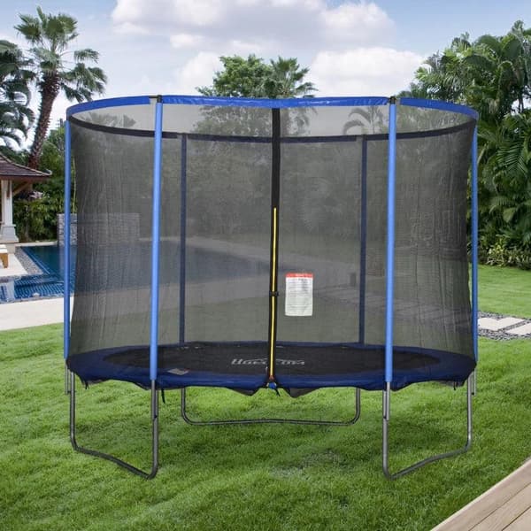 Rootz Trampolin - Trampolin Med Sikkerhedsnet - Havetrampolin Til Indendørs Og Udendørs - Trampolin Til Børn Og Voksne - Blå/Sort - Ø244 x 240H cm