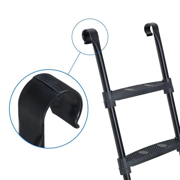 Rootz Trampolinstege - Trampolintrappsteg - Trampolintillbehör - Justerbar trampolinstege - Halkfri studsmattastege - Pulverlackerat järn - Svart - 40