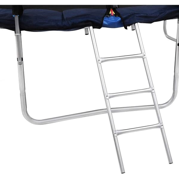 Rootz Trampolin - Havetrampolin - Rund - Stige - Polstrede stænger - Sikkerhedsnet - Sort - Blå - 427 cm