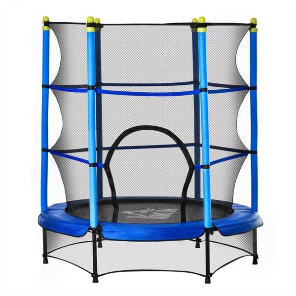 Rootz Trampolin Til Børn - Fitness Trampolin Med Sikkerhedsnet - Kantdæksel - Gummitov - Indendørs - Udendørs - Springning - Havetrampolin - Stål - Bl