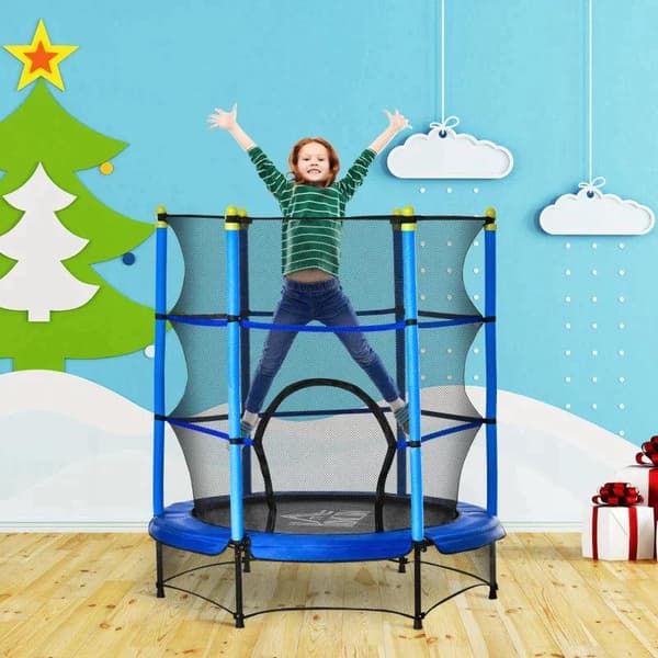 Rootz Trampolin Til Børn - Fitness Trampolin Med Sikkerhedsnet - Kantdæksel - Gummitov - Indendørs - Udendørs - Springning - Havetrampolin - Stål - Bl