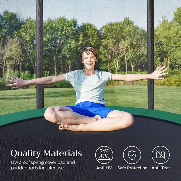 Rootz Trampolin - Utomhusstudsmatta - Barnstudsmatta - Ministudsmatta - Trampolinpark - Hoppstudsmatta - Svart/Grön - 366 cm