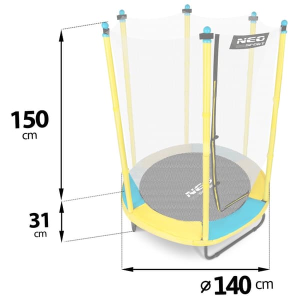Børnetrampolin 140 cm - 4,5ft - gul grøn
