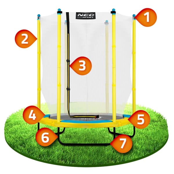 Børnetrampolin 140 cm - 4,5ft - gul grøn