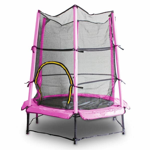 Rosa studsmatta f�r tr�dg?rden f�r barn/barn + �verdrag och n�t, stark batong
