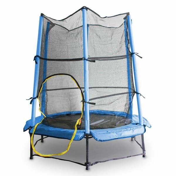 B?rnegr?n trampolin til spring, st?rk stafet med overtr?k og net