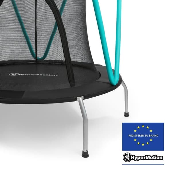 Børnetrampolin med sikkerhedsnet 3-8 år, galvaniseret stål til indendørs og udendørs brug, maks. brugervægt Op til 25 kg