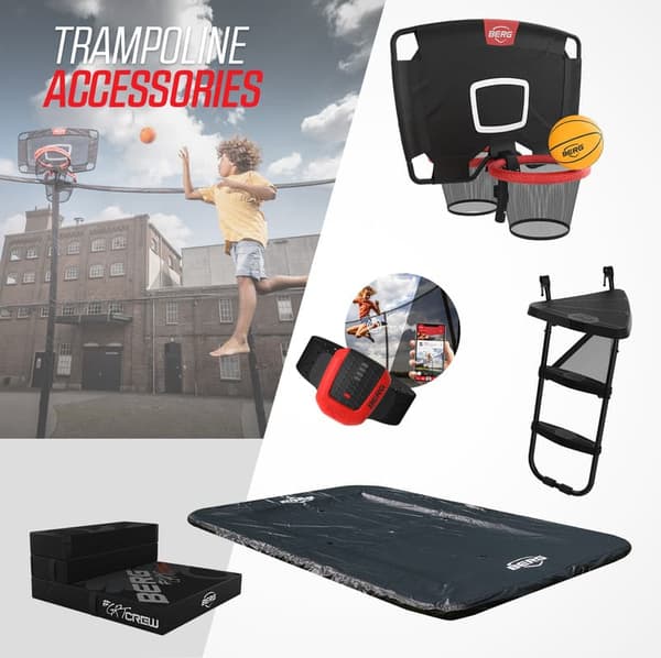 BERG Favorit InGround Trampolin - 380 cm - Rund - Sort - Gold Solospring - Inklusive Sikkerhedsnet
