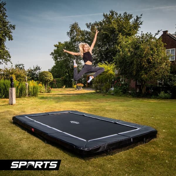 BERG Favorit InGround Trampolin - 380 cm - Rund - Sort - Gold Solospring - Inklusive Sikkerhedsnet