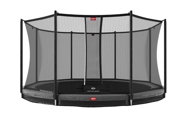 BERG Favorit InGround Trampolin - 430 cm - Rund - Grå - Gold Solospring - Inklusive Sikkerhedsnet