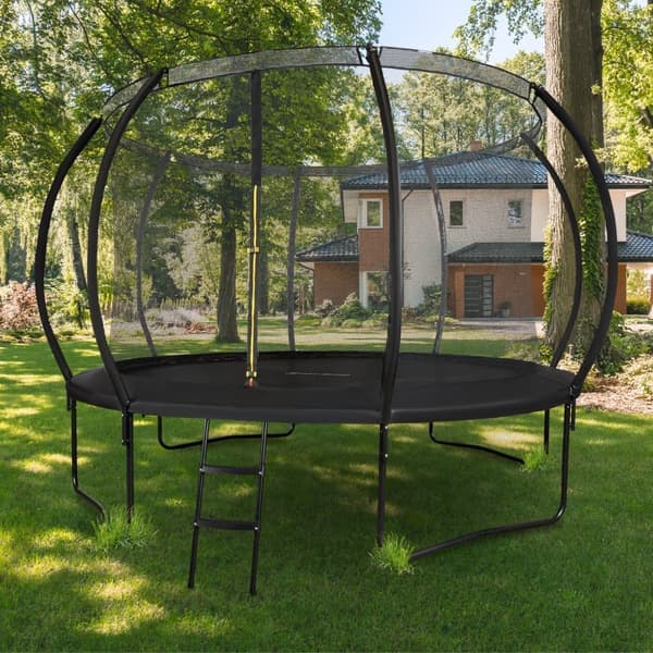 HyperMotion barntrampolin 3+med stege och inomhusgaller för hem och trädgård, lekredskap för barn, barntrampolin,366 cm 12FT